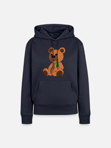 Teddy Bär mit Bierflasche - Frauen Premium Bio Hoodie - Navy
