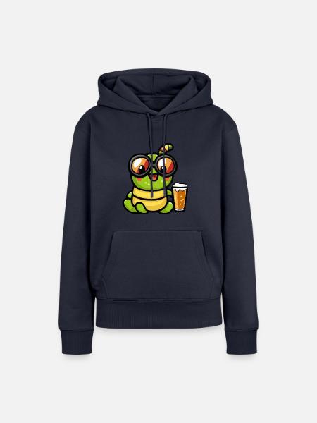 Wurm Apres Ski Bier Comic - Frauen Premium Bio Hoodie - Navy