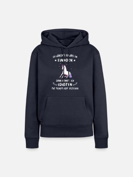 Einhorn gegen Idioten - Frauen Premium Bio Hoodie - Navy