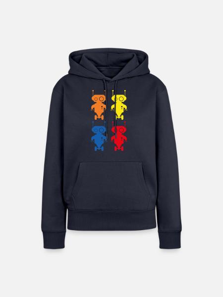 Retro Robots Roboter - Frauen Premium Bio Hoodie - Navy