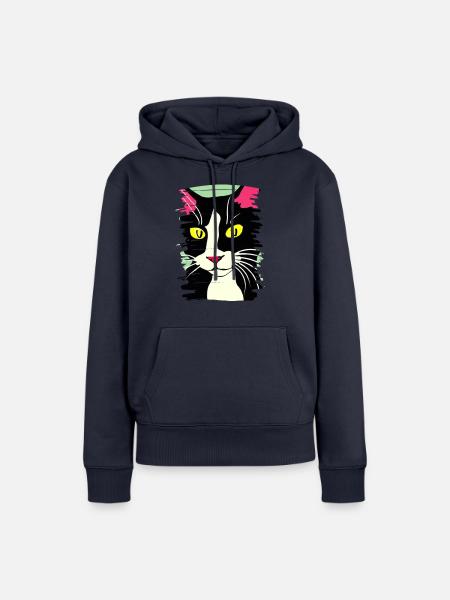 Katzengesicht 2 - Frauen Premium Bio Hoodie - Navy
