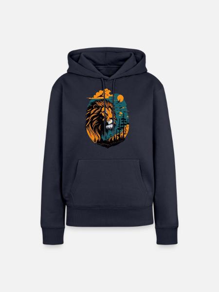 majestätischer Löwe - Frauen Premium Bio Hoodie - Navy