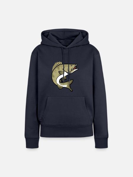 Zander Angeln Fisch Raubfisch - Frauen Premium Bio Hoodie - Navy