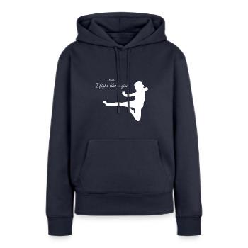 Fight Like a girl - Best fighter - Sweat à capuche Premium bio Femme - bleu marine - Devant - Julia (174cm)