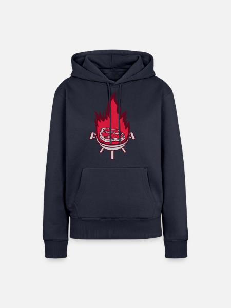 Grillsaison Feuer Steak saftig - Frauen Premium Bio Hoodie - Navy