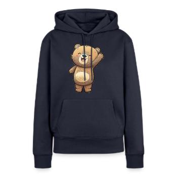 Süßer süßer hübscher Teddybär zwinkert - Frauen Premium Bio Hoodie - Navy - Vorne - Julia (174cm)