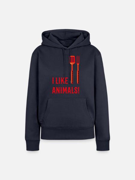 I Like Animals! (Grillbesteck / 3C) - Frauen Premium Bio Hoodie - Navy