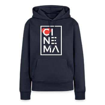 Kino Typografisches Design - Frauen Premium Bio Hoodie - Navy - Vorne - Julia (174cm)