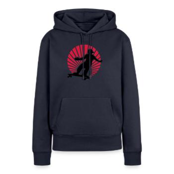 longboard - Frauen Premium Bio Hoodie - Navy - Vorne - Julia (174cm)