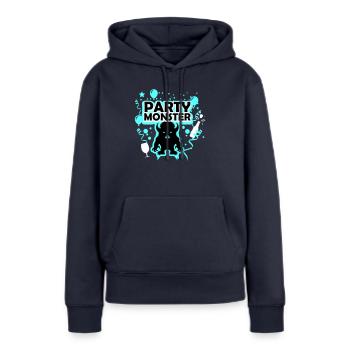 Partymonster hellblau - Frauen Premium Bio Hoodie - Navy - Vorne - Julia (174cm)