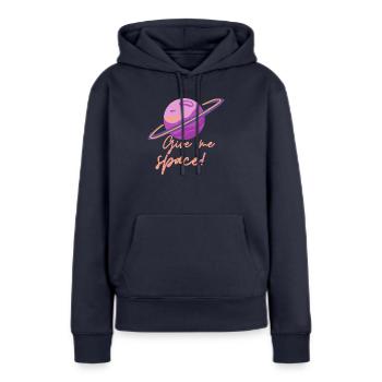 Give me space - Sweat à capuche Premium bio Femme - bleu marine - Devant - Julia (174cm)