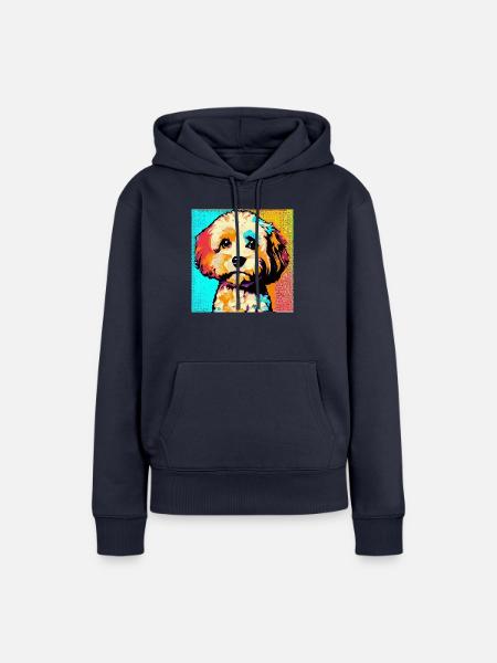 Cavapoo Pop Art - Frauen Premium Bio Hoodie - Navy