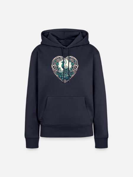 Pfauen-Liebhaber - Frauen Premium Bio Hoodie - Navy