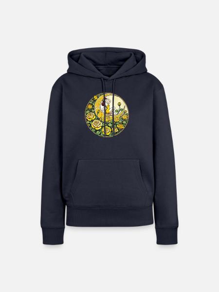 Gelbe Rosen Pinup - Frauen Premium Bio Hoodie - Navy
