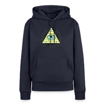 Pyramide des Illuminati - Sweat à capuche Premium bio Femme - bleu marine - Devant - Julia (174cm)
