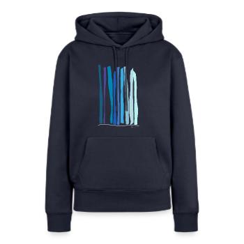 Abstract design Die Quelle des Wasserfalls - Frauen Premium Bio Hoodie - Navy - Vorne - Julia (174cm)