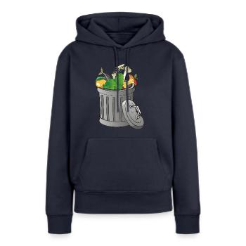 Trash - Sweat à capuche Premium bio Femme - bleu marine - Devant - Julia (174cm)
