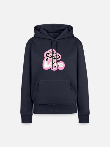 Liebe - Erdbeeren - Frauen Premium Bio Hoodie - Navy