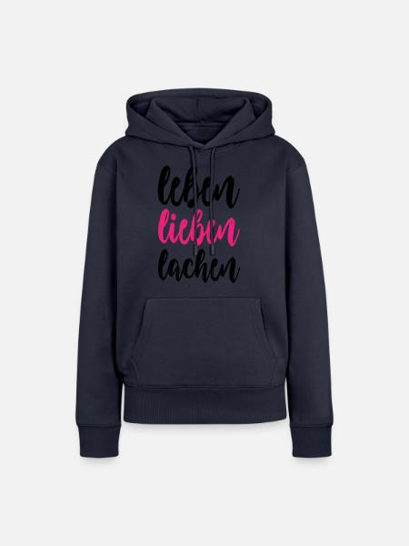 leben lieben lachen - Frauen Premium Bio Hoodie - Navy