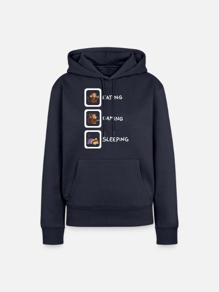 eating gaming sleeping - Frauen Premium Bio Hoodie - Navy