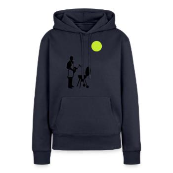 Barbecue d’été - Sweat à capuche Premium bio Femme - bleu marine - Devant - Julia (174cm)