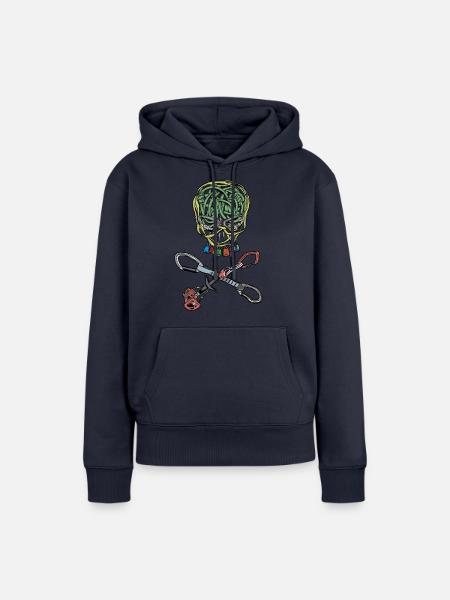 Climbing Piratenschädel - Frauen Premium Bio Hoodie - Navy