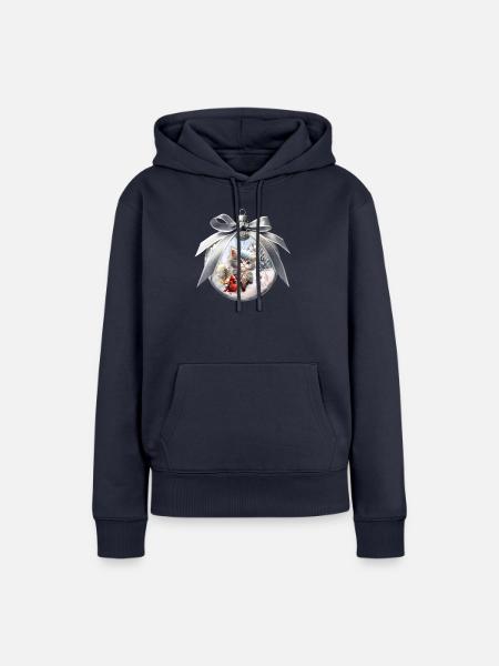 Kleines Kätzchen mit Vogel. - Frauen Premium Bio Hoodie - Navy