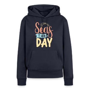 Meere Der Tag - Frauen Premium Bio Hoodie - Navy - Vorne - Julia (174cm)