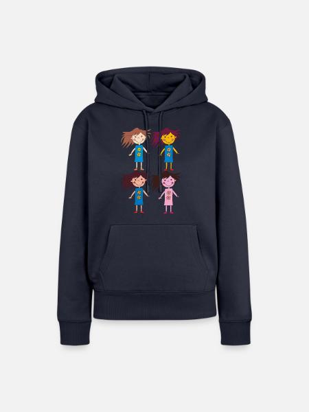 vier mädchen lustig - Frauen Premium Bio Hoodie - Navy