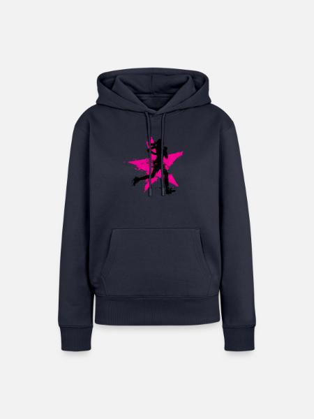 runner female with star - Frauen Premium Bio Hoodie - Navy