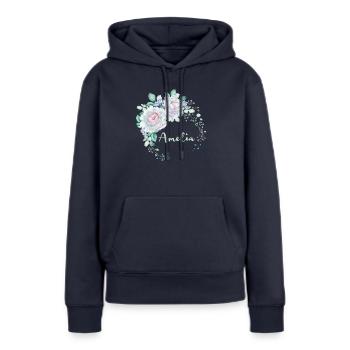 Für Amelia - Frauen Premium Bio Hoodie - Navy - Vorne - Julia (174cm)