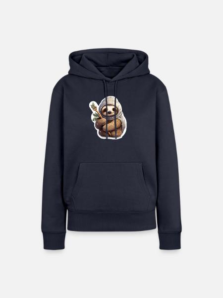 winterliches Faultier - Frauen Premium Bio Hoodie - Navy