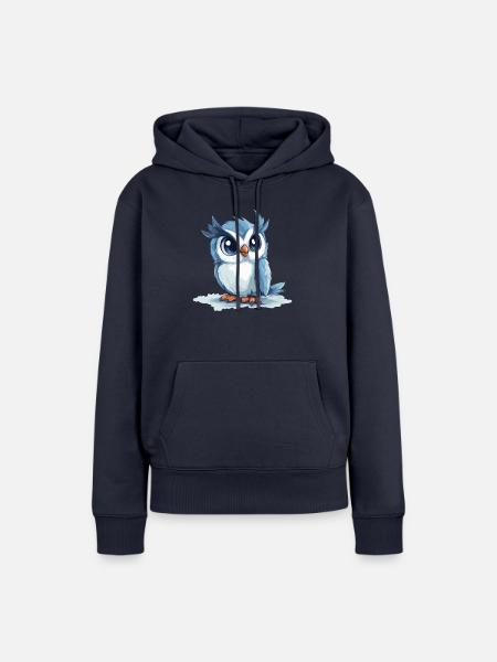 blaue Eule - Frauen Premium Bio Hoodie - Navy