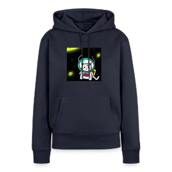 Katze im Weltall - Frauen Premium Bio Hoodie - Navy - Vorne - Julia (174cm)