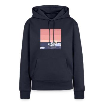 Bedrohte Tiere, Eisbär-Illustration, Erderwärmung - Frauen Premium Bio Hoodie - Navy - Vorne - Julia (174cm)