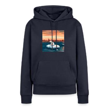 Bedrohte Tiere, Eisbär-Illustration, Erderwärmung - Frauen Premium Bio Hoodie - Navy - Vorne - Julia (174cm)