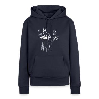 Nashorn im Nest - Frauen Premium Bio Hoodie - Navy - Vorne - Julia (174cm)