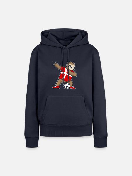 Fußballfan Faultier Fußball Dänemark - Frauen Premium Bio Hoodie - Navy