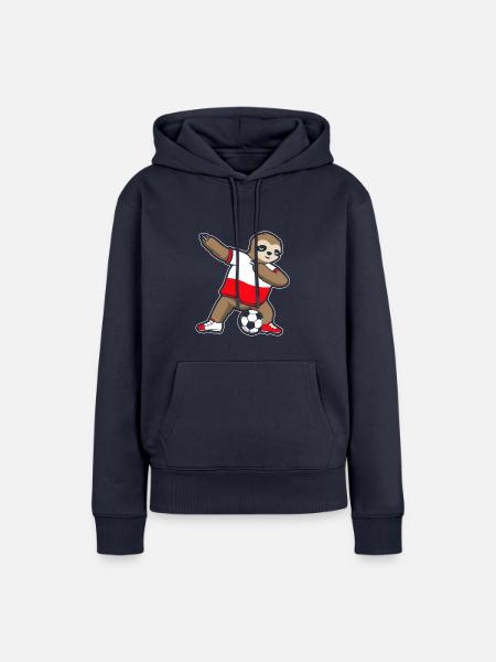 Fußballfan Faultier Fußball Polen - Frauen Premium Bio Hoodie - Navy