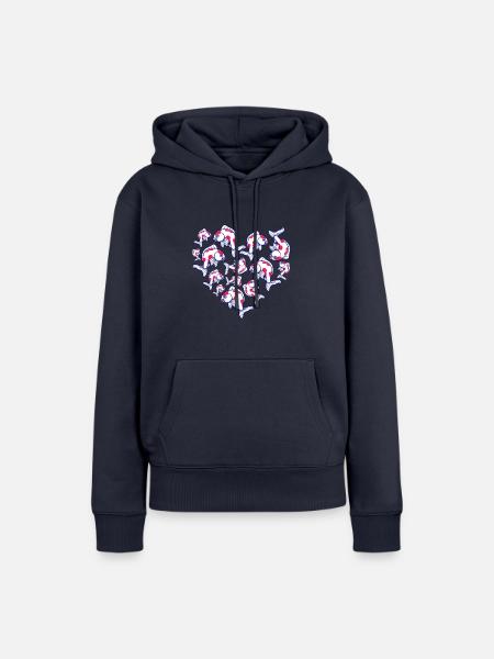Herz Koi - Frauen Premium Bio Hoodie - Navy