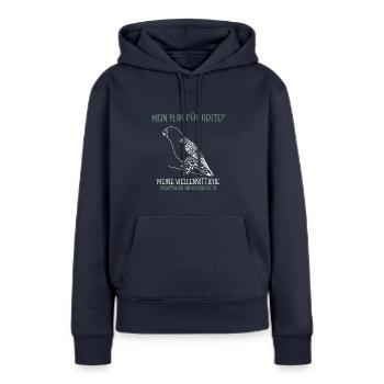 Meine Wellensittiche verwöhnen und durchhalten - Frauen Premium Bio Hoodie - Navy - Vorne - Julia (174cm)