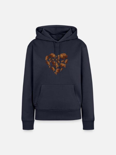 Herz Büffel - Frauen Premium Bio Hoodie - Navy