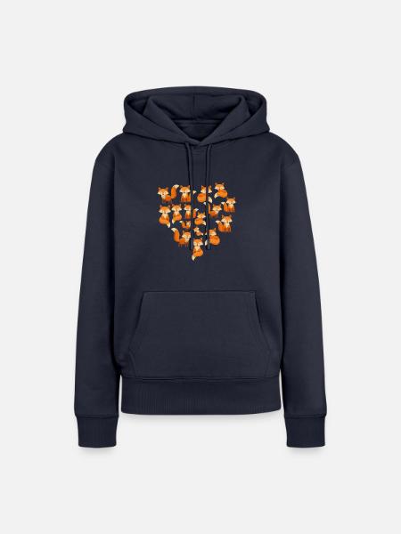 Herz Fuchs - Frauen Premium Bio Hoodie - Navy