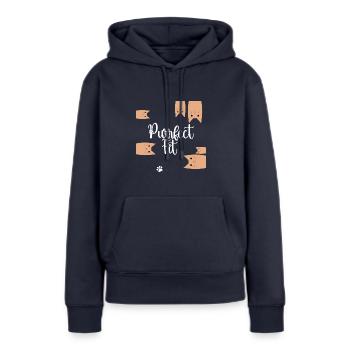 Purrfect Fit - Sweat à capuche Premium bio Femme - bleu marine - Devant - Julia (174cm)