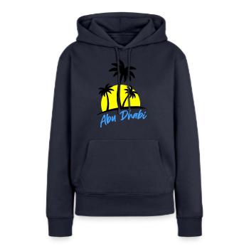 Abou Dhabi - Sweat à capuche Premium bio Femme - bleu marine - Devant - Julia (174cm)