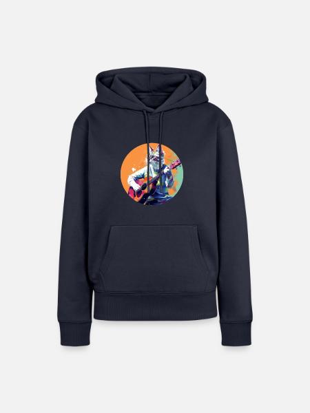 Katze spielt Gitarre - Frauen Premium Bio Hoodie - Navy