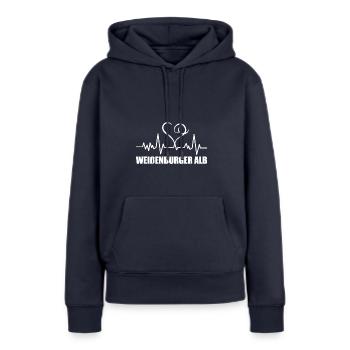 Heartbeat Weißenburger Alb - Frauen Premium Bio Hoodie - Navy - Vorne - Julia (174cm)