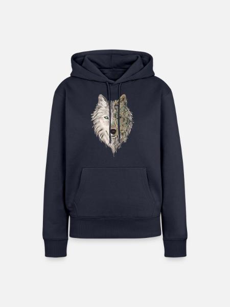 Wolfskopf - Frauen Premium Bio Hoodie - Navy