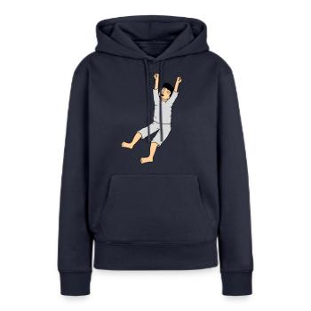 Mann im Schlafanzug - Frauen Premium Bio Hoodie - Navy - Vorne - Julia (174cm)