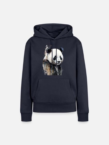 Panda Wasserfarben - Frauen Premium Bio Hoodie - Navy